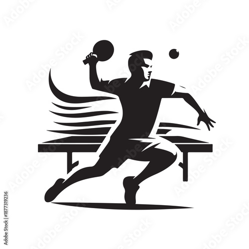 Table tennis player silhouette vector illustration