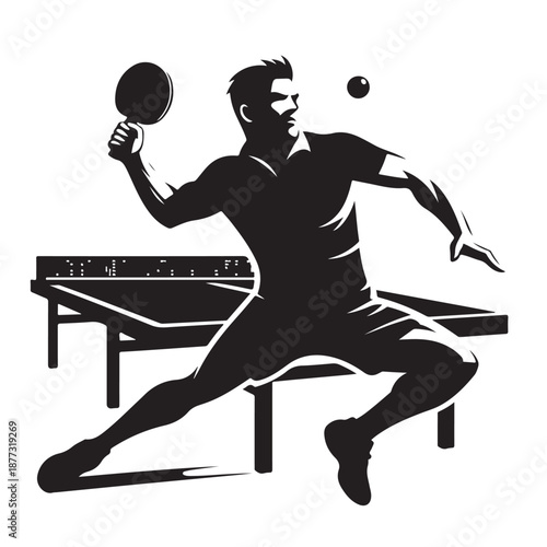 Table tennis player silhouette vector illustration