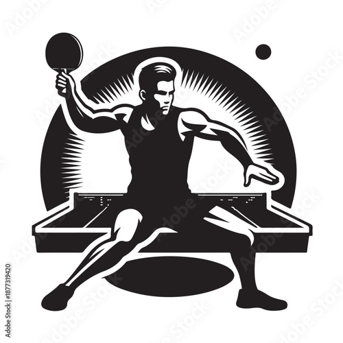 Table tennis player silhouette vector illustration