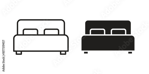 Bed icons on white background - editable stroke vector illustration for web and mobile