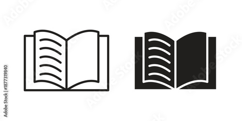 Book icons on white background - editable stroke vector illustration for web and mobile