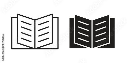 Book open icons on white background - editable stroke vector illustration for web and mobile