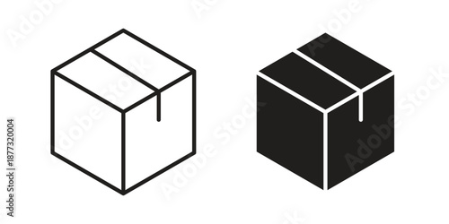 Box icons on white background - editable stroke vector illustration for web and mobile