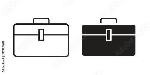 Briefcase icons on white background - editable stroke vector illustration for web and mobile