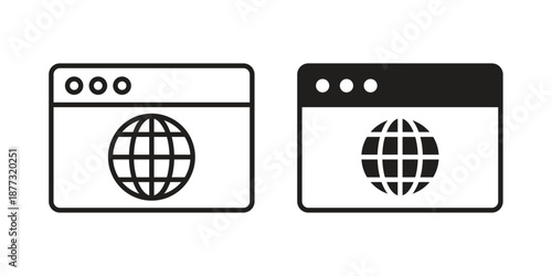 Browser icons on white background - editable stroke vector illustration for web and mobile