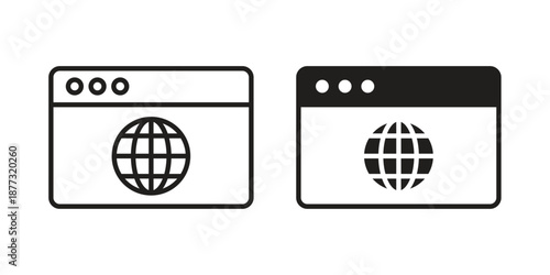 Browser icons on white background - editable stroke vector illustration for web and mobile