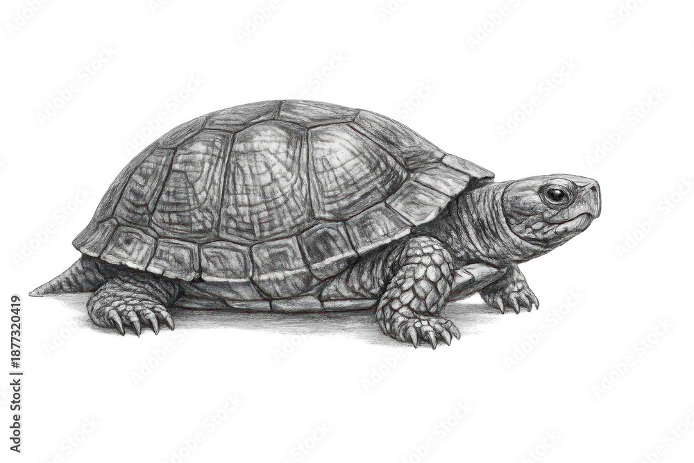 Obraz premium Detailed Pencil Drawing of Turtle on transparent background artwork