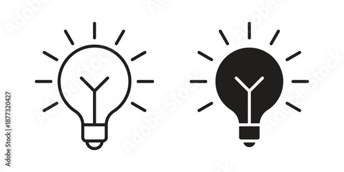 Bulb icons on white background - editable stroke vector illustration for web and mobile