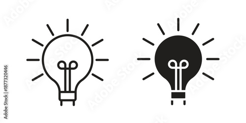 Bulb icons on white background - editable stroke vector illustration for web and mobile