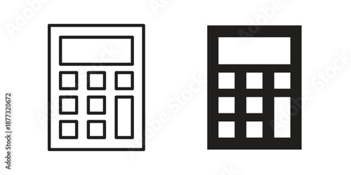 Calculator icons on white background - editable stroke vector illustration for web and mobile