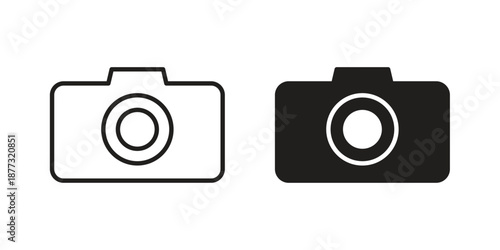 Camera icons on white background - editable stroke vector illustration for web and mobile