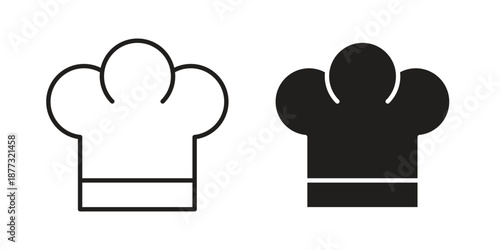 Chef hat icons on white background - editable stroke vector illustration for web and mobile