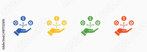 Flexible Benefit Icon Set Color Multiple Style Collection Element For Design