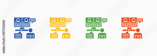 Online Meeting Icon Set Color Multiple Style Collection Element For Design