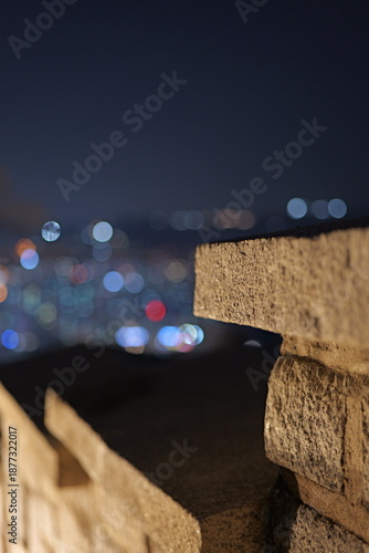 돌담 넘어로 보이는 도시