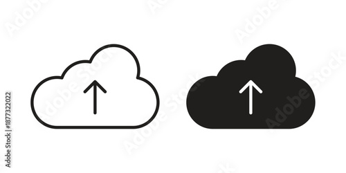 Cloud upload icons on white background - editable stroke vector illustration for web and mobile