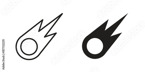 Comet icons on white background - editable stroke vector illustration for web and mobile