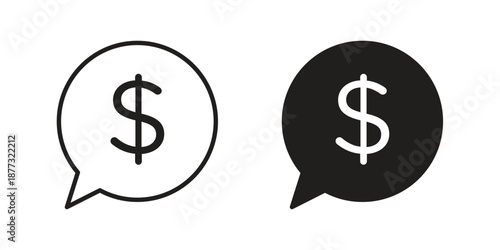 Comment dollar icons on white background - editable stroke vector illustration for web and mobile