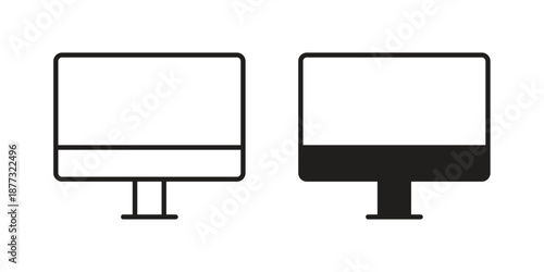 Computer screen icons on white background - editable stroke vector illustration for web and mobile