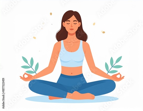 Wallpaper Mural Woman meditating peacefully with plants in a serene environment Torontodigital.ca