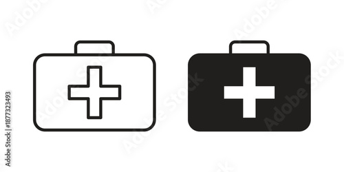 Doctor bag icons on white background - editable stroke vector illustration for web and mobile