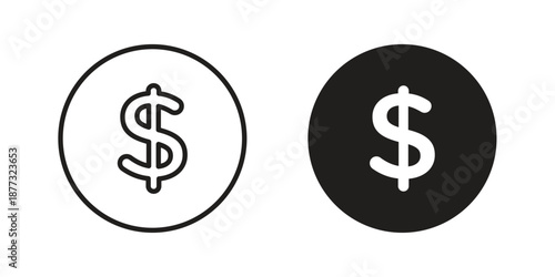 Dollar icons on white background - editable stroke vector illustration for web and mobile