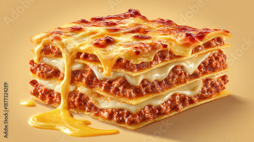 A mouthwatering image of a fresh, homemade lasagna, oozing with cheese and layers of savory goodness. The perfect shot to make your taste buds tingle