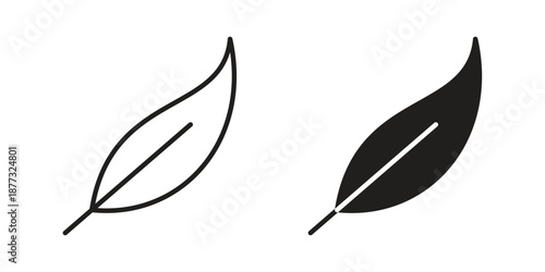 Feather icons on white background - editable stroke vector illustration for web and mobile