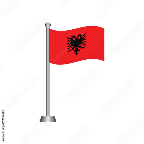 Albania Flag Waving on Flagpole Vector	