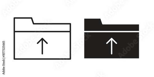 Folder upload icons on white background - editable stroke vector illustration for web and mobile