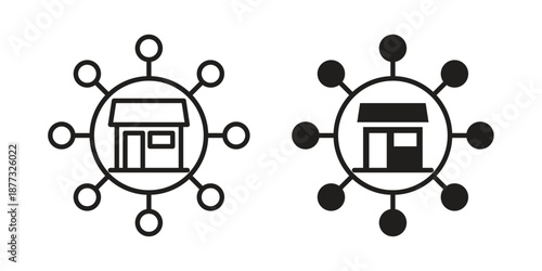 Franchise icons on white background - editable stroke vector illustration for web and mobile