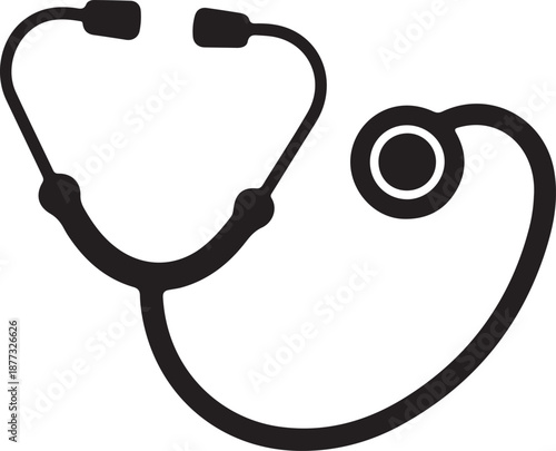 Minimalist Black Stethoscope Icon Isolated on White Background for Healthcare