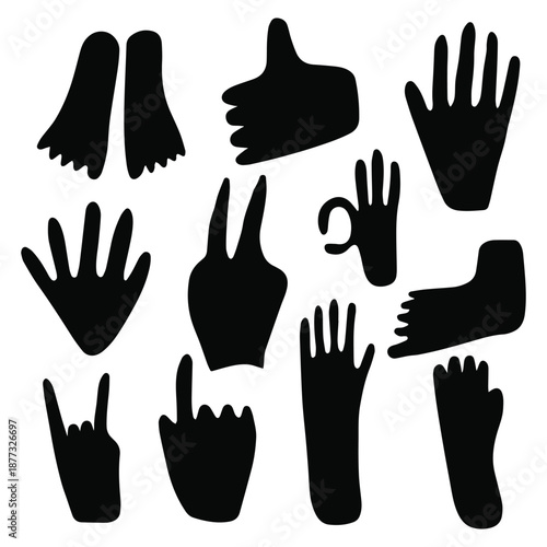 Black Silhouette Hand Leg Collection