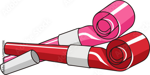 Colorful celebration party blowers vector illustration on white background