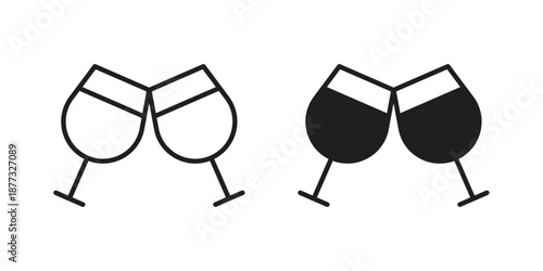 Glass-cheers icons on white background - editable stroke vector illustration for web and mobile