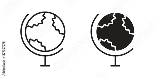 Globe icons on white background - editable stroke vector illustration for web and mobile