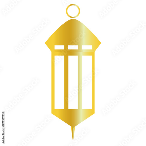 Golden lantern lamp with a transparent background for religious theme design elements