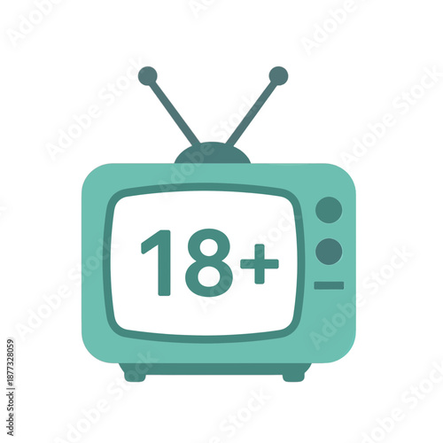 Flat TV icon with 18+ age restriction label.