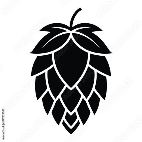 Hops cone Vector, Silhouette, Illustration