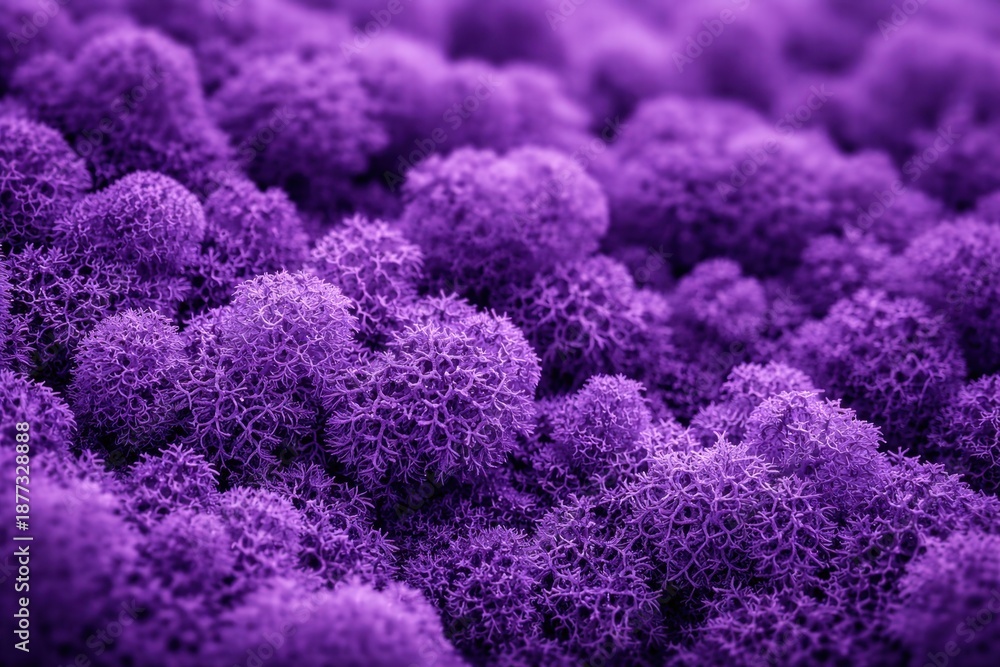 Obraz premium Macro view of vibrant purple abstract textured surface resembling fluffy coral or fantasy landscape