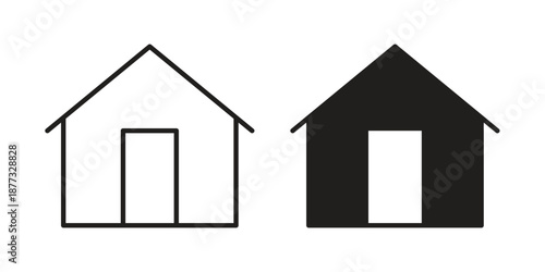 House icons on white background - editable stroke vector illustration for web and mobile