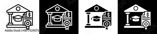College Grant Icon Set In Black And White Filled Style Collection 