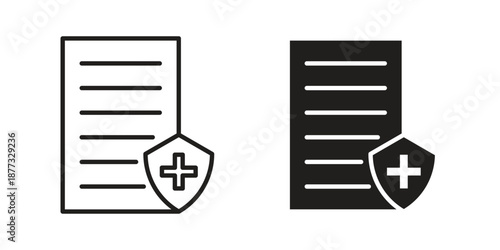 Insurance Document icons on white background - editable stroke vector illustration for web and mobile