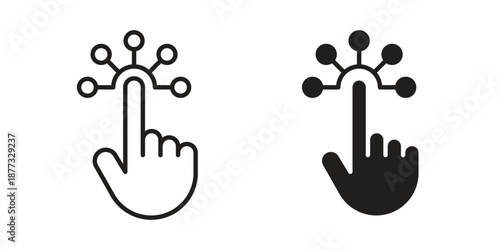 Interactive icons on white background - editable stroke vector illustration for web and mobile