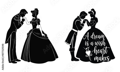 Prince and princess silhouette: love symbol