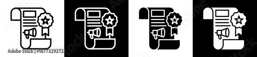Merit Icon Set In Black And White Filled Style Collection 
