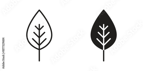 Leaf icons on white background - editable stroke vector illustration for web and mobile