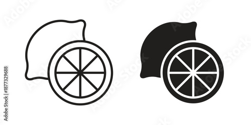Lemon icons on white background - editable stroke vector illustration for web and mobile