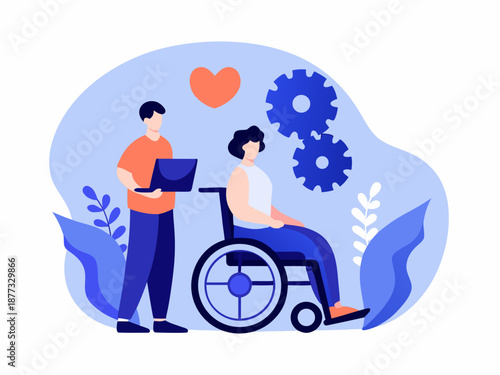 Diverse team working together with care and technology