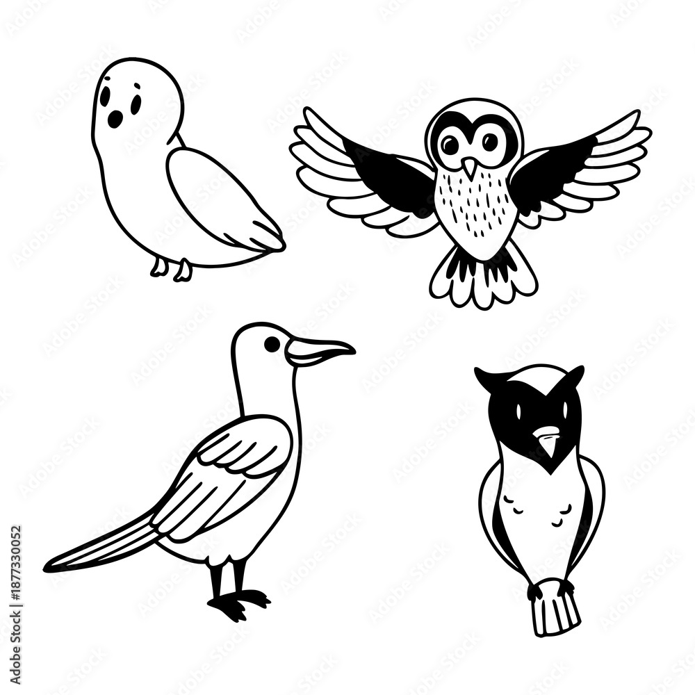 Fototapeta premium set of cartoon birds